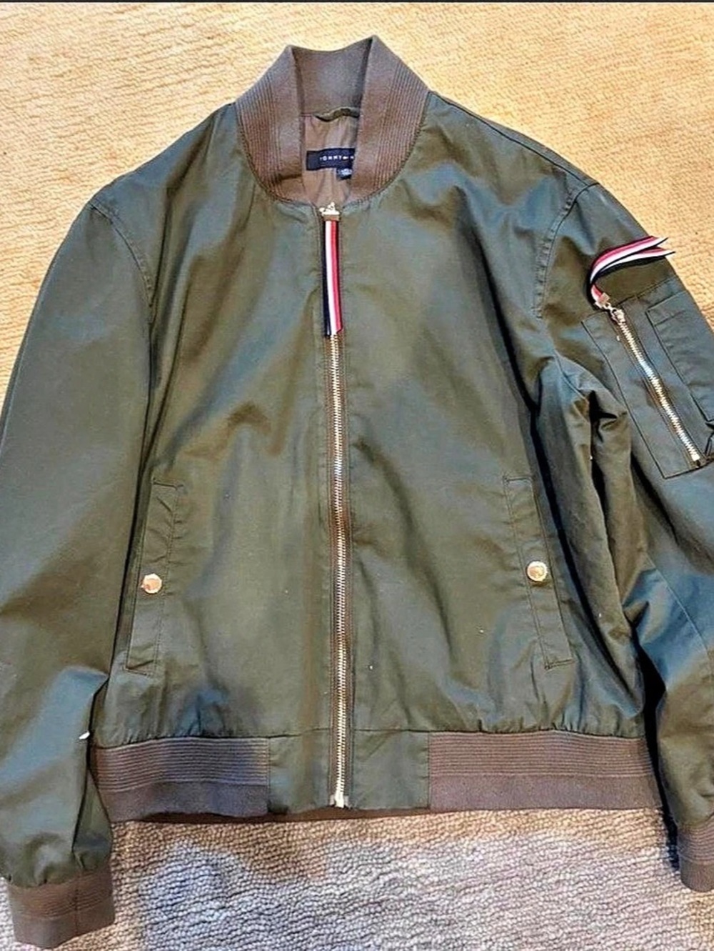 Tommy Hilfiger Color Block Bomber Jacket in Green